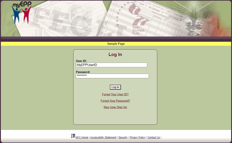 Log In page